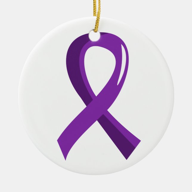 Pancreatic Cancer Purple Ribbon 3 Ceramic Ornament (Front)