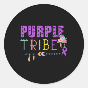 Pancreatic Cancer Purple Tribe Ribbon Awareness Wa Classic Round Sticker