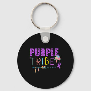 Pancreatic Cancer Purple Tribe Ribbon Awareness Wa Key Ring