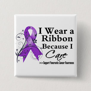 Pancreatic Cancer Ribbon Because I Care 15 Cm Square Badge