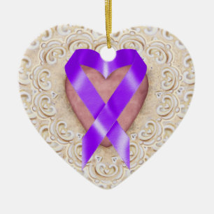Pancreatic Cancer Ribbon From the Heart - SRF Ceramic Ornament