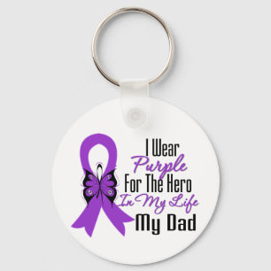 Pancreatic Cancer Ribbon My Hero My Dad Key Ring