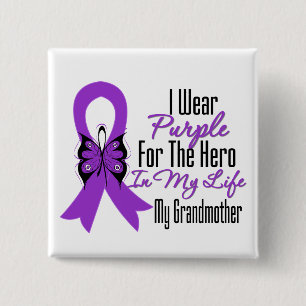 Pancreatic Cancer Ribbon My Hero My Grandmother 15 Cm Square Badge