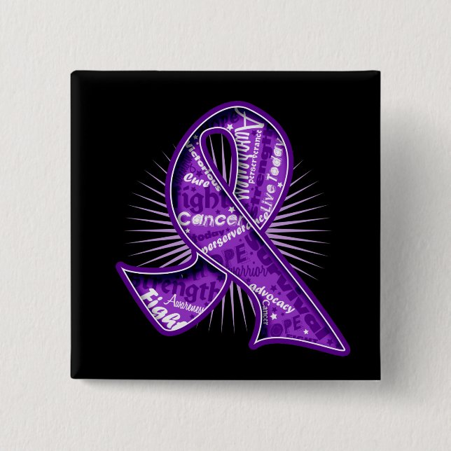 Pancreatic Cancer Slogan Watermark Ribbon 15 Cm Square Badge (Front)
