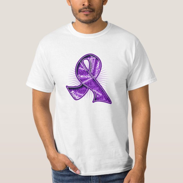 Pancreatic Cancer Slogan Watermark Ribbon T-Shirt (Front)