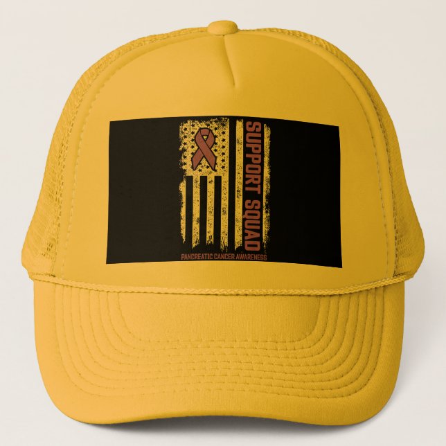 Pancreatic Cancer Support Squad Pancreatic Cancer  Trucker Hat (Front)