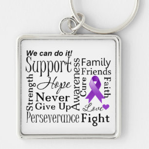 Pancreatic Cancer Supportive Words Key Ring