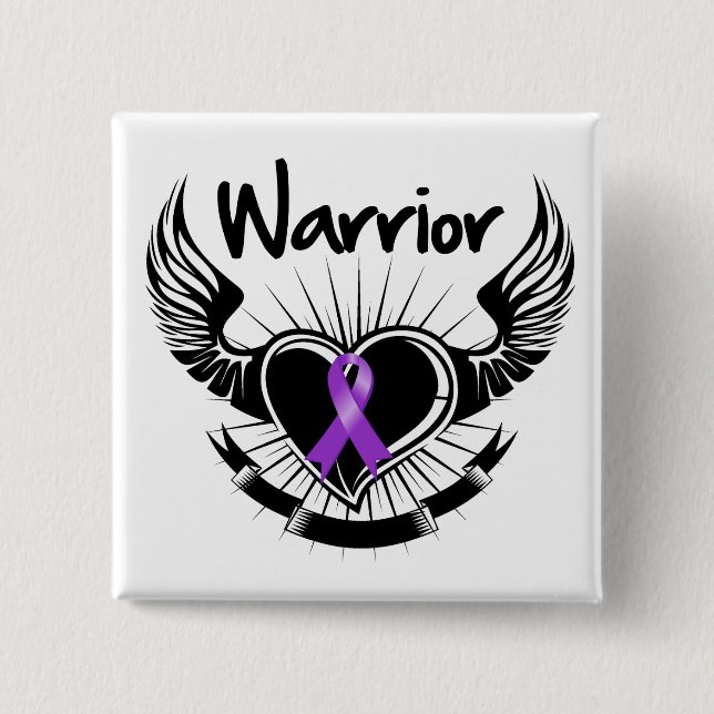 Pancreatic Cancer Warrior Fighter Wings 15 Cm Square Badge (Front)