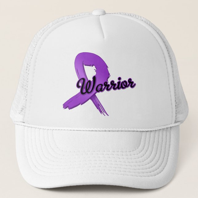 Pancreatic Cancer Warrior Grunge Trucker Hat (Front)