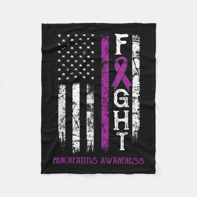 Pancreatitis Warrior Us Flag  Fleece Blanket (Front)
