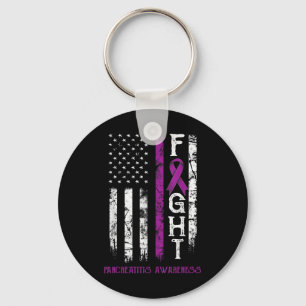 Pancreatitis Warrior Us Flag Key Ring
