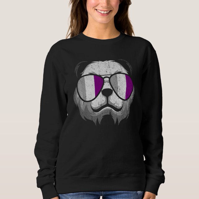 Panda Ace Flag Sunglasses Asexual Pride Cool Anima Sweatshirt (Front)