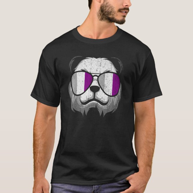 Panda Ace Flag Sunglasses Asexual Pride Cool Anima T-Shirt (Front)