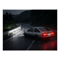 Panda AE86 Night Rain Drift on Touge Mountain Pass