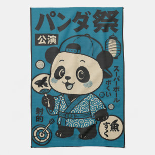 Panda after Dark Tea Towel