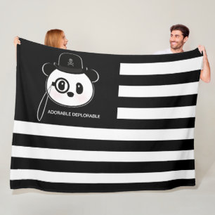 Panda American Flag Panda Bear US Flag Theme Fleece Blanket