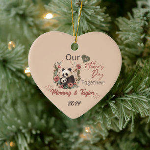 Panda and baby, Our First Mother's day Together Ceramic Ornament