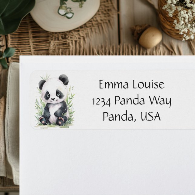 Panda and Bamboo Envelope Return Address Label (Panda and Bamboo Address Label)