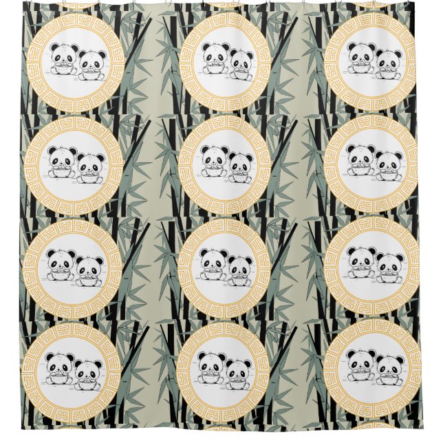 panda and bamboo shower curtain (Front)