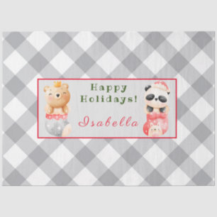 Panda and Bear Customise Text and Name Tissue Paper