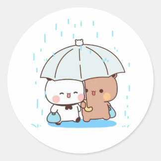 Panda And Brownie Bear Couple  Classic Round Sticker