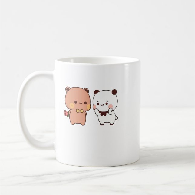 Panda And Brownie Bear Couple  Coffee Mug (Left)