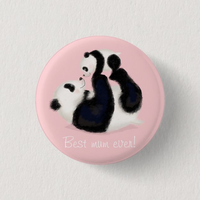 Panda and cub 'Best mom ever' badge (Front)