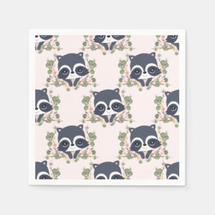 Panda And Flower Tattoo Napkin