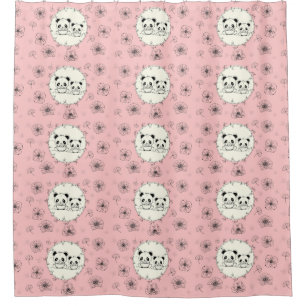 panda and flowers shower curtain