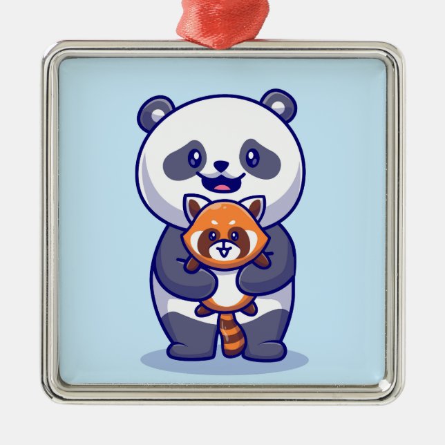 Panda and Fox Metal Ornament (Front)