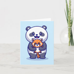 Panda and Fox Note Card