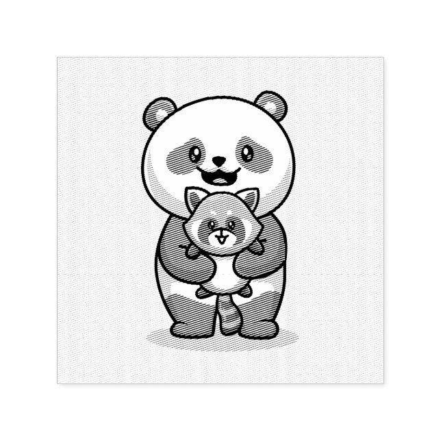 Panda and Fox Self-inking Stamp (Design)