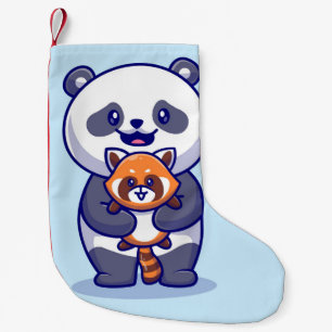 Panda and Fox Small Christmas Stocking