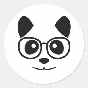 Panda And Glasses Classic Round Sticker