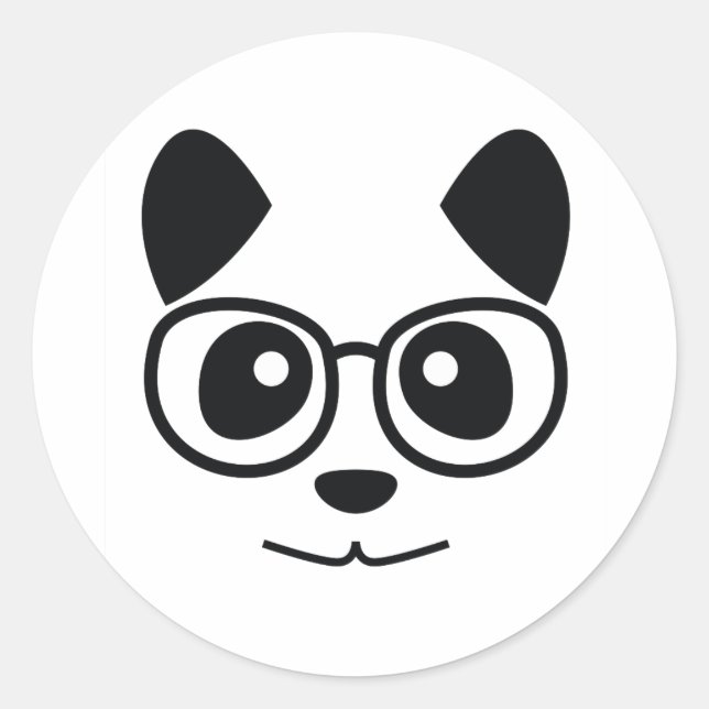 Panda And Glasses Classic Round Sticker (Front)