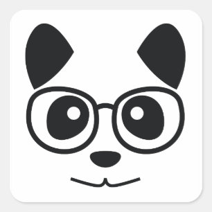 Panda And Glasses Square Sticker