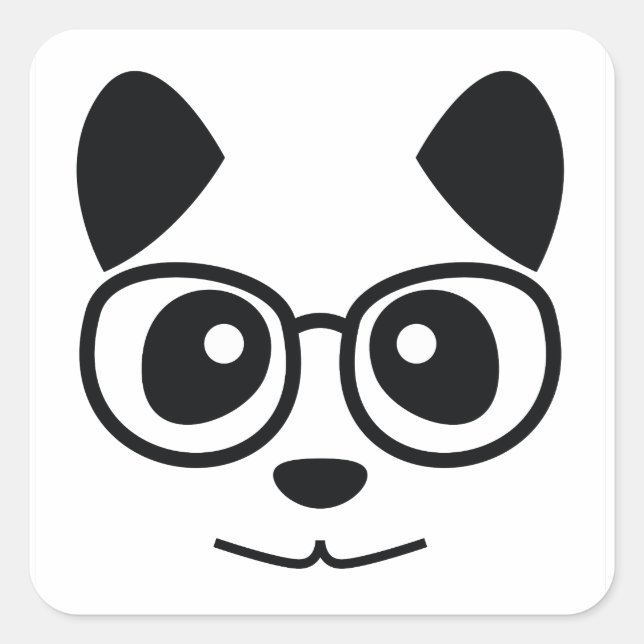 Panda And Glasses Square Sticker (Front)