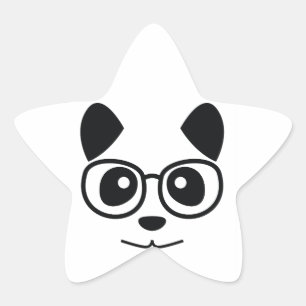Panda And Glasses Star Sticker