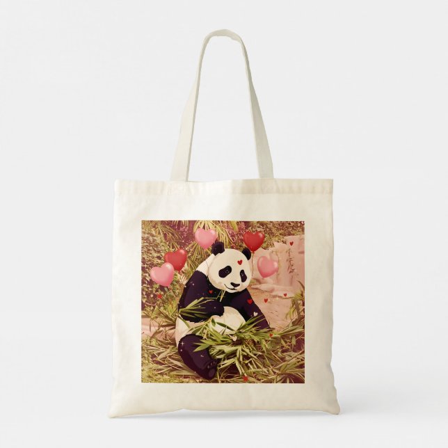 Panda and hearts tote bag (Back)
