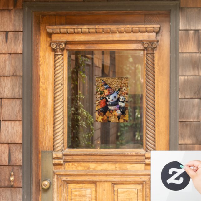 Panda and Her Kitten Halloween Pumpkin (Home Door)