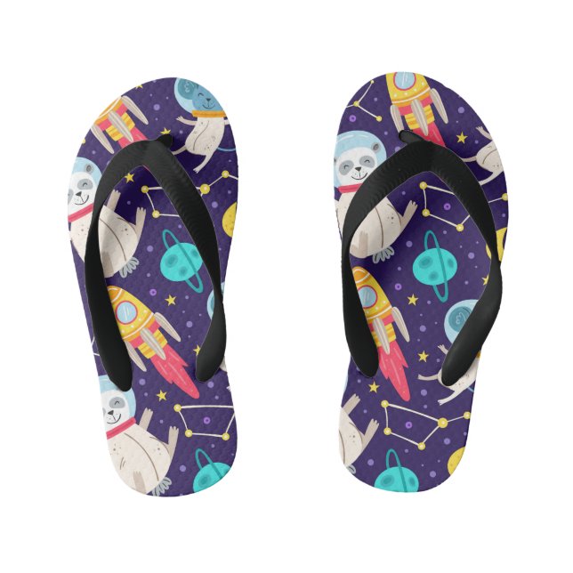 Panda And Mouse Astronaut Kids Pattern Kid's Thongs (Footbed)