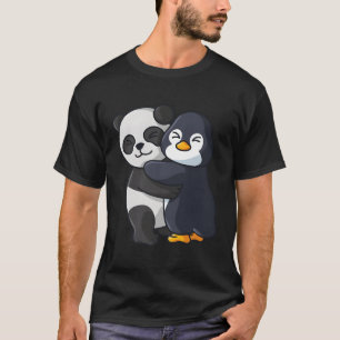 Panda And Penguin Animal Hugging T-Shirt