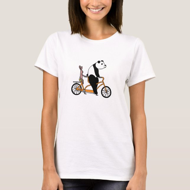 Panda and Rabbit Biking Tandem Bicycle Kids T-Shirt (Front)