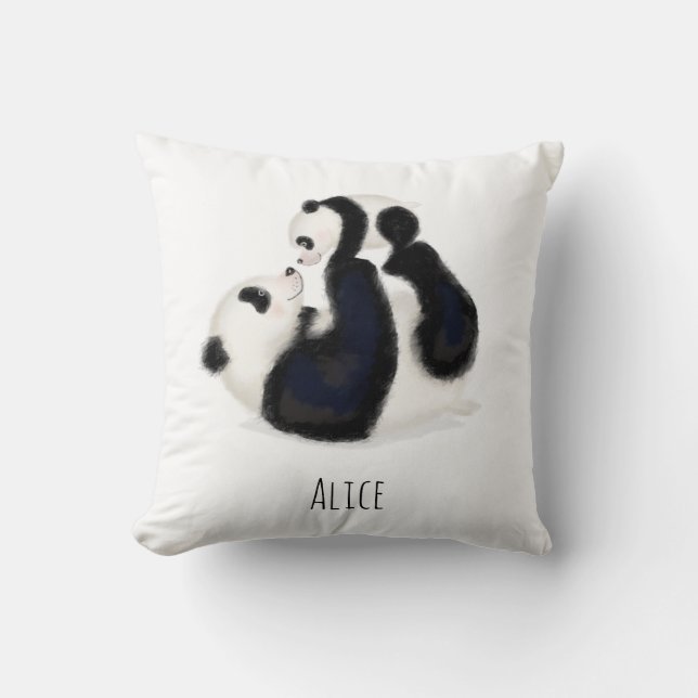 Panda and tapir personalized kid's cushion (Front)