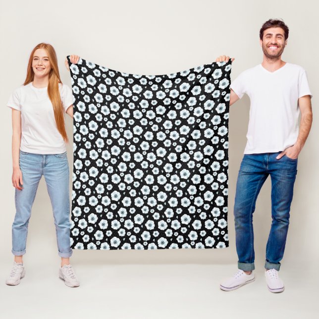 Panda Anemone Floral Fleece Blanket (In Situ)