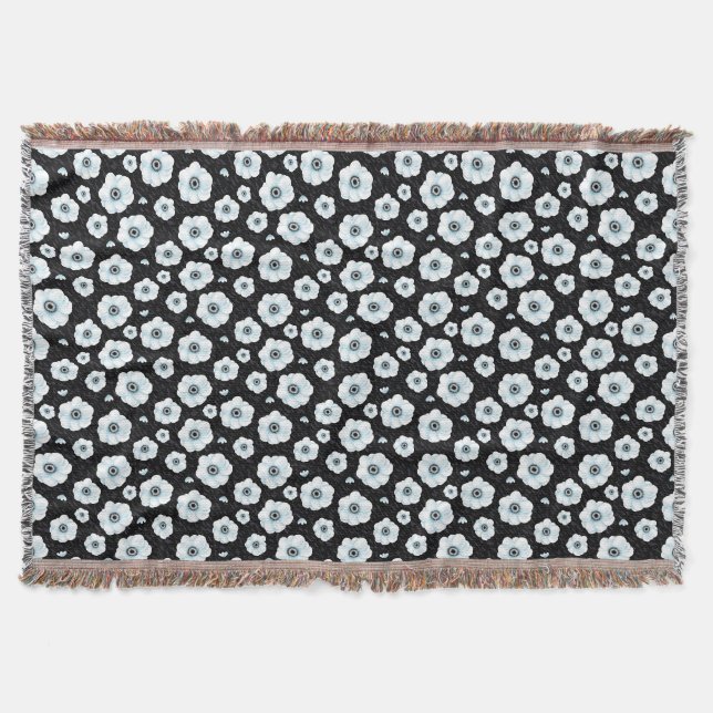 Panda Anemone Floral Throw Blanket (Front)