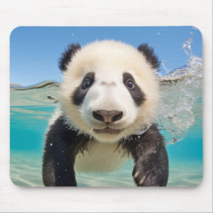 Panda Animal Fun Nature Playing Water Mouse Pad