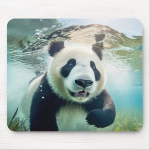 Panda Animal Fun Nature Playing Water Mouse Pad