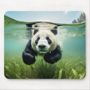 Panda Animal Fun Nature Playing Water Mouse Pad
