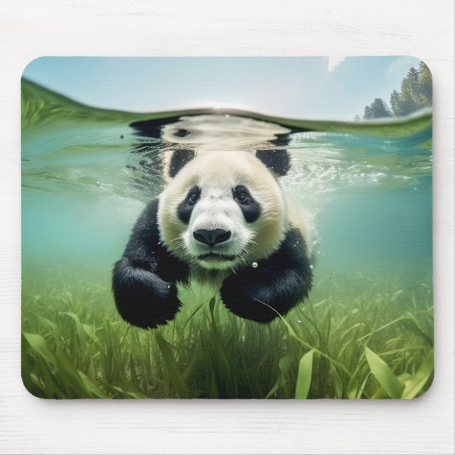Panda Animal Fun Nature Playing Water  Mouse Pad (Front)